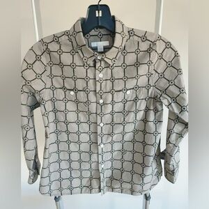 Burberry boys Beige and Black Geometric Button-Down Shirt